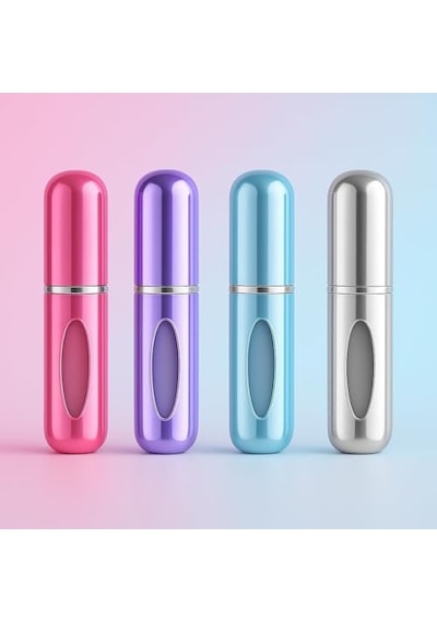 Mini Doldurulabilir Parfüm Şişesi Taşınabilir Seyahat Boy Atomizer Cep Sprey Seti, Pompalı Dolum Kabı, Kompakt, Sızdırmaz Ve Dayanıklı Tasarım Modern, Gümüş