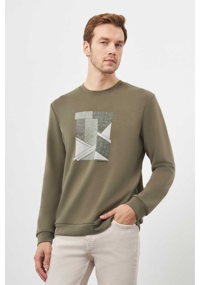 Morven Erkek Yeşil Trend Bisiklet Yaka Sweat-shirt 25ks063004700 Yeşil Yeşil
