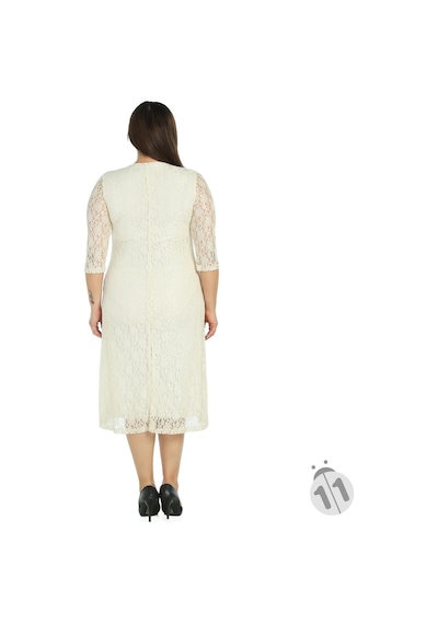 Nidya Moda Büyük Beden Dantel Elbise-4036E Ekru