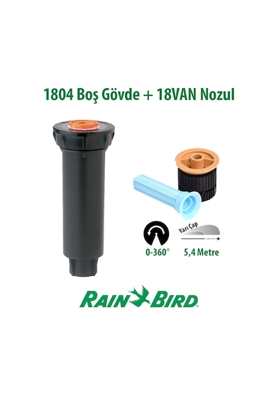 Rain Bird 18van Sprey Nozulu 5,4 Mt. Ve 1804 Profesyonel Sprey Gövde Seti