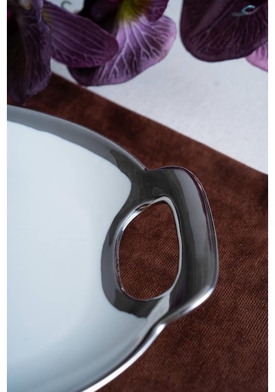 Acar Arven Oval Silver Sunum Tepsisi - 41 Cm Beyaz
