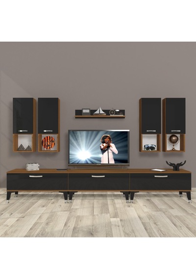 Decoraktiv Eko 8da Mdf Silver Tv Ünitesi Tv Sehpası Ceviz - Siyah