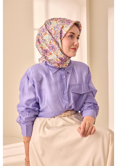 Silk Home Twill İpek Eşarp 11477-02 Ekru, Lila, Bej, Turuncu, Taba, Turkuaz