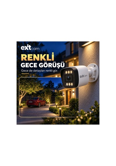 Exitcam 9 Kameralı Yüz Ve Araç Tanımalı, Gece Renkli Görüşlü, Su Geçirmez Güvenlik Kamera Seti