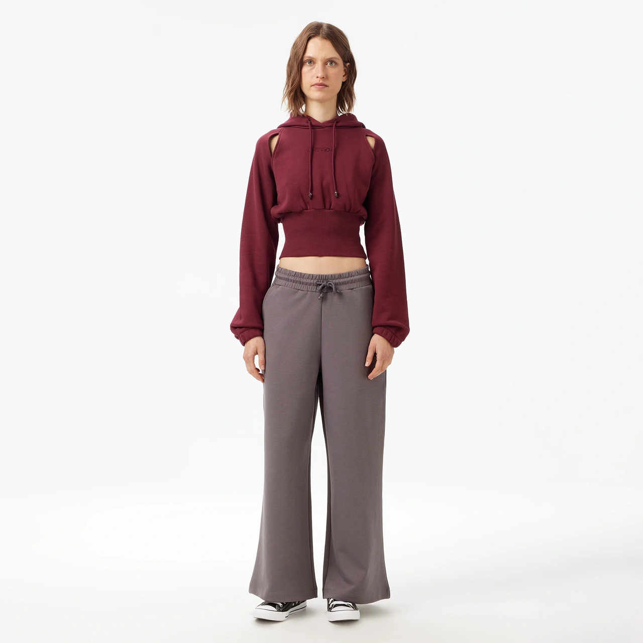 Unıted4 Classic Kadın Bordo Sweatshirt Damejı Bordo