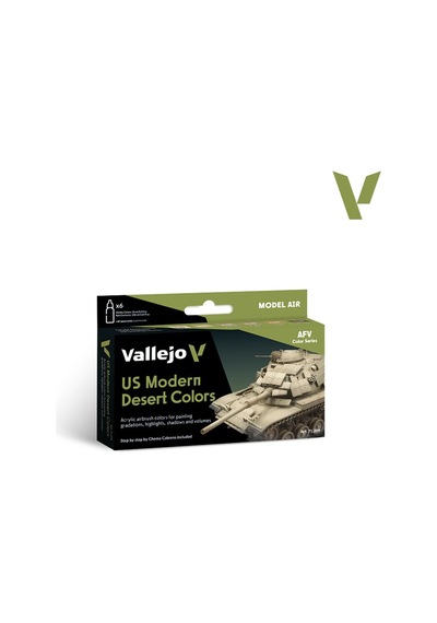 Vallejo 71209 6x18 Ml. Us Modern Desert Colors, Model Air Serisi Model Boyası Seti Renkli