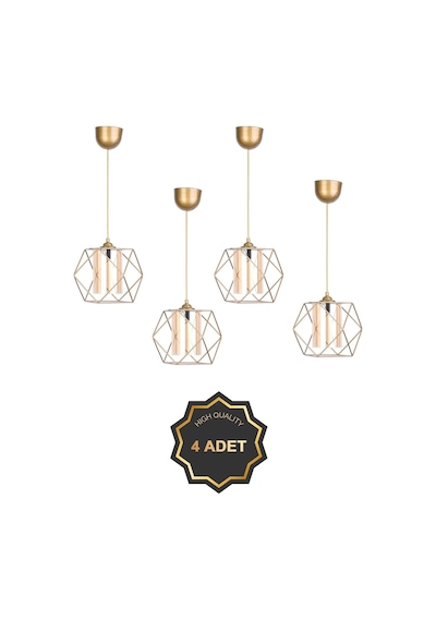 Trend Kitchen 4 Adet Trend Küp Eskitme Sarkıt Avize Gold