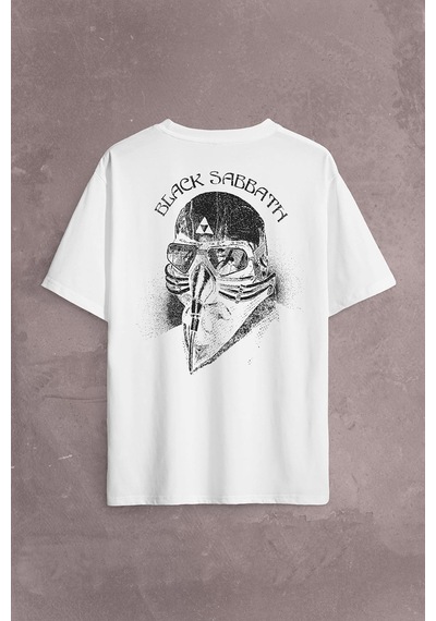 Black Sabbath Rock Heavy Metal Arc Reactor Sırt Ön Baskılı Oversize Tişört Unisex T-shirt 001