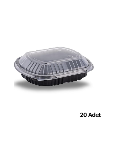 Şeffaf Kapaklı Sıcak Soğuk Isıya Dayanıklı Yemek Salata Kabı Kutusu - Kare - 21x25 Cm. - 30 Adet