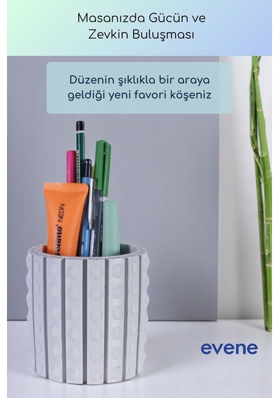 Kalemlik Masa Kalemliği Organizer Kalemlik Beyaz Renk Model 91 Çok Renkli