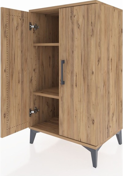 Hyperion Komodin 2 Raflı 2 Kapaklı 60x44x106 Çam-çam Çam