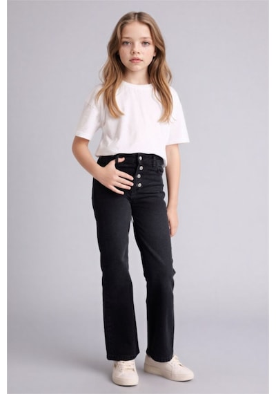 Defacto Geniş Paça Jean Pantolon Kız Çocuk G9585a826spnm40 Siyah-nm40