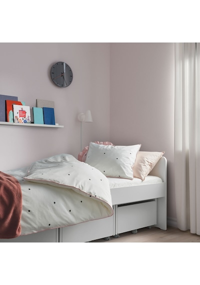 Ikea Vankrets Tek Kişilik Nevresim Takımı 150 X 200 Cm Beyaz - Siyah - Pembe Çok Renkli