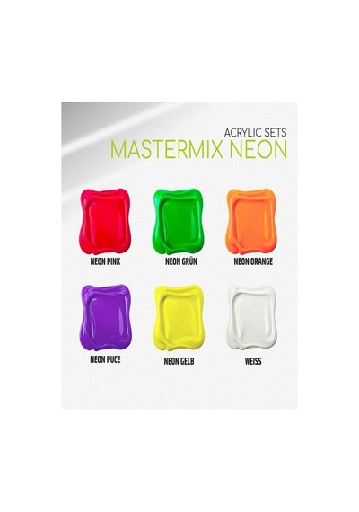 Rich Mastermix Akrilik Boya 6 Renk 60 Ml 1 Paket Neon Renkler Akrilik Boya 6 Lı Profesyonel Tuval Canvas Çok Renkli