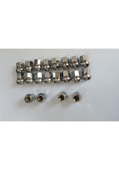 Somun Takımı Krom Kaplı M12x1.5 Aa 17 H 25, Açık Kafa, 20 Adet
