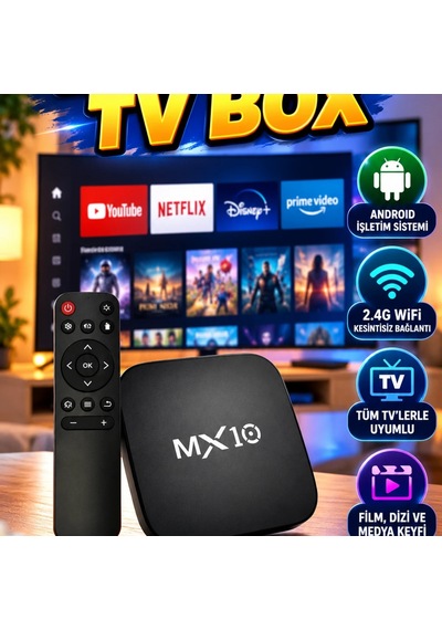Mx Box Android Tv Box 2.4g Wifi Medya Oynatıcı Tv Uyumlu Eğlence Kutusu