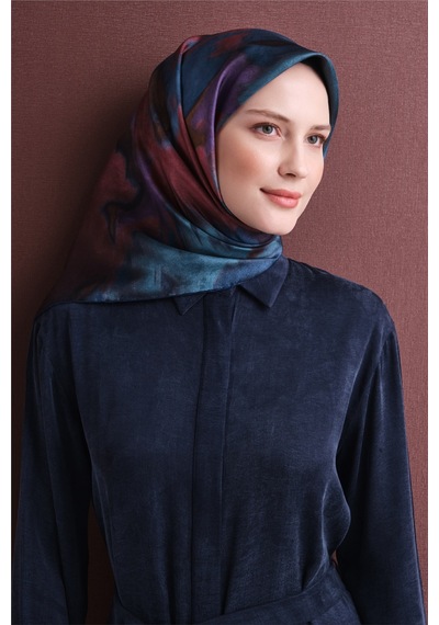 Armine Sura İpek Eşarp 2026-2027 - Sonbahar Kış-asm9606 İndigo-vişne