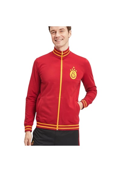 Galatasaray Orijinal Lisanslı Dik Yaka 5 Yıldızlı Fermuarlı Erkek Sweat Kırmızı