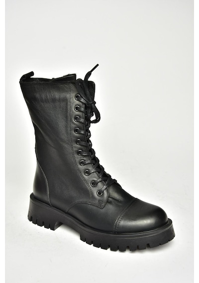 Fox Shoes T555054503 Siyah Hakiki Deri Alçak Topuklu Kadın Bot Siyah-hakiki Deri Siyah