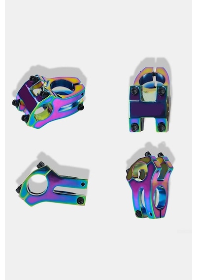 Bisiklet Kısa Gidon Boğazı Wake Alüminyum Rainbow Rengarenk Yedek Parça 31,8mm Açık Gri