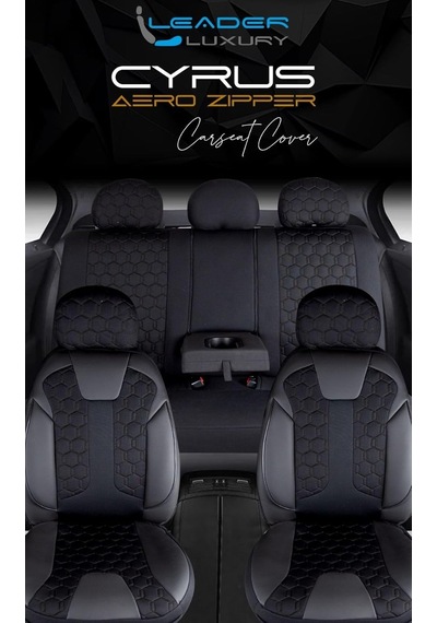 Kia Sportage İle Uyumlu Lüx Deri Detaylı Oto Koltuk Kılıfı Ön Arka Takım Cyrus Siyah