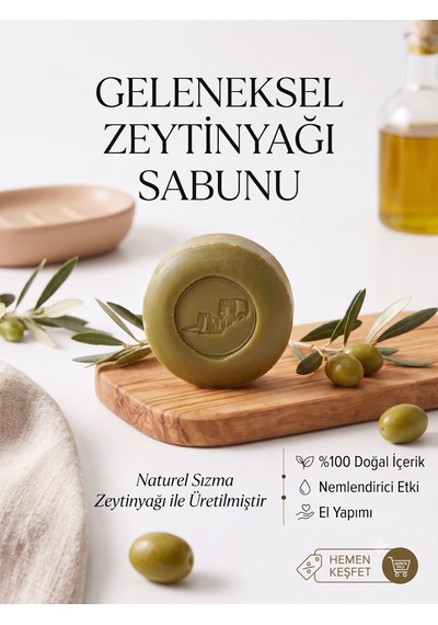 Geleneksel Zeytinyağı Sabunu 1 Adet Defne - Zeytinyağı