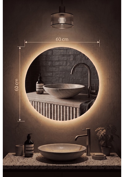 Robin Home Led'li Ayna Dresuar Banyo Lavabo Hol Antre Aynası 60cm Çap Gün Işığı