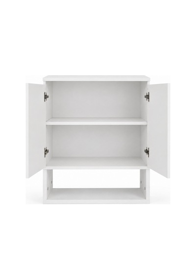 Line Banyo Dolabı 60 Cm Çift Kapaklı 3 Raflı Duvar Tipi Banyo Dolabı Beyaz Beyaz