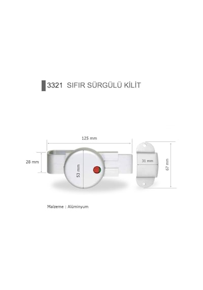 Islak Hacim Kompakt Kabin Alüminyum Sıfır Sürgülü Kapı Kilidi
