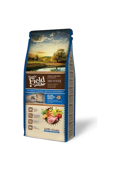 Sam's Field Power 4300 Tavuklu Patatesli Düşük Tahıllı Yetişkin Aktif Köpek Maması 13 KG