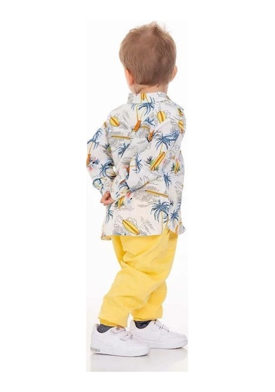 Nk Kids Erkek Bebek Pamuklu Palmiye Gömlek-13959 Ekru