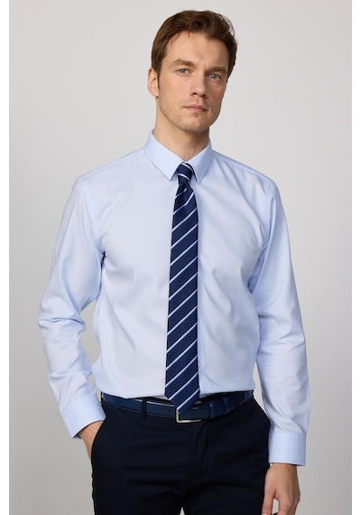 Tudors Slim Fit Uzun Kollu Non-ıron Ütü Gerektirmez Mavi Erkek Gömlek-30453-mavi Mavi
