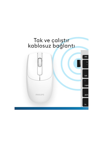 Philips SPK7398 Kablosuz 1600 DPI 3 Tuşlu Optik Sessiz Mouse