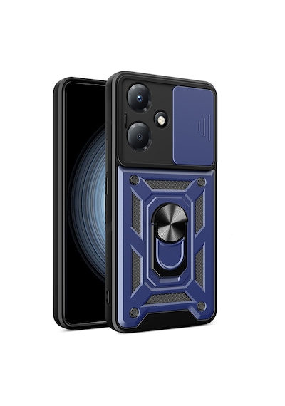 İnfinix Hot 30 Play Kılıf Magnetik Standlı Kamera Korumalı Mkst Sürgülü Vega Kapak - Siyah Siyah