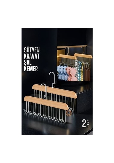 Dolap İçi Askı 2 Adet Sütyen Şal Kravat Kemer Çanta Siyah