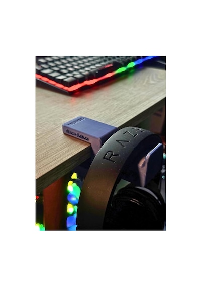 Gümüş Mavi Premium Asılabilir Kulaklık Standı-sağlam Kaydırmaz Keçeli, Ergonomik Storm Edition