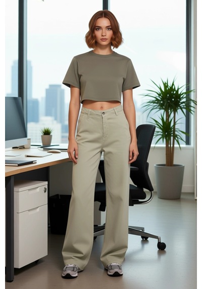 Ersefa Kadın Cool & Comfort Wide Leg Tencel Jean Pantolon Fonksiyonel Da Mint