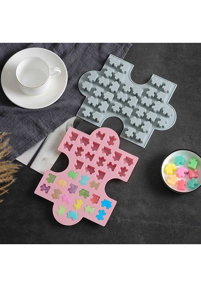 Silikon Kek Kalıp Çikolata Puzzle Şekilli Minik Puzzele Kalıbı Şeker Hamuru Jelibon Kalıbı Çok Renkli