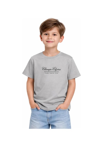 Yale Kids 8-12 Yaş Erkek Çocuk Tişört Açık Gri