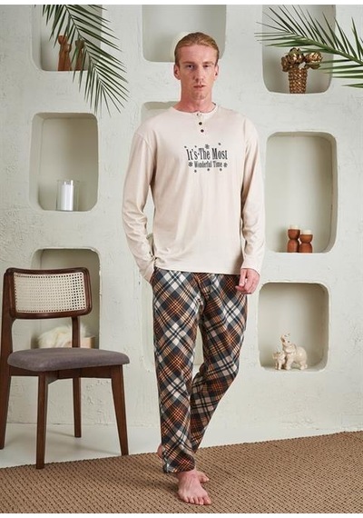 Relax Mode Erkek Patlı Pijama Takım - 10800 Siyah Ekose