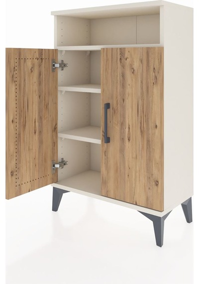 Arges Komodin 3 Raflı 2 Kapaklı 60x30x96 Aytaşı-çam Aytaşı