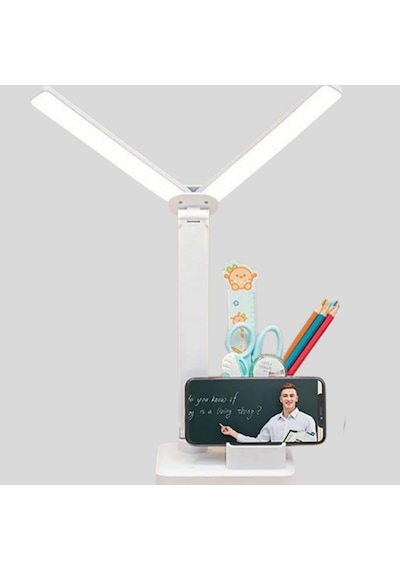 Kısılabilir Led Çalışma Lambası Esnek Başlıklı, Kalemlik Ve Telefon Standlı Renkli
