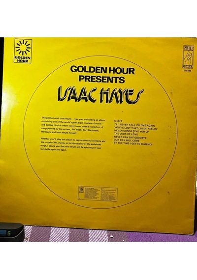 Isaac Hayes - Golden Hour Presents Lp 1974 - Stax Records Gh 844 - İngiliz Baskı Plak