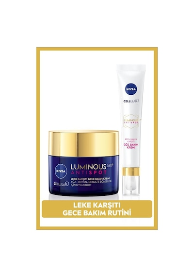 Nivea Luminous630 Leke Karşıtı Gece Bakım Kremi 50 ML + Aydınlatıcı Koyu Leke Karşıtı Göz Bakım Kremi 15 ML