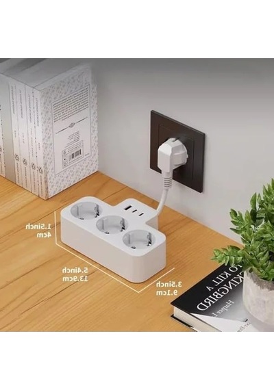 Duvar Tipi Priz Çoğaltıcı, 3 Soket, 2 Type-c Ve 1 Usb, 16a, 3680w, Çocuk Güvenlikli 0
