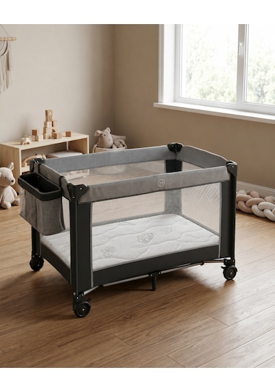 Garga Premium 10 CM Çocuk Yatağı Bebek Yatağı - Yünlü Ortopedik Park Yatak, Beşik & Anne Yanı Uyumlu 60 x 100