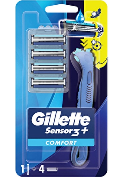 4 Adet Gillette Sensor3 Plus Comfort Tıraş Makinesi + 4'lü Yedek Başlık