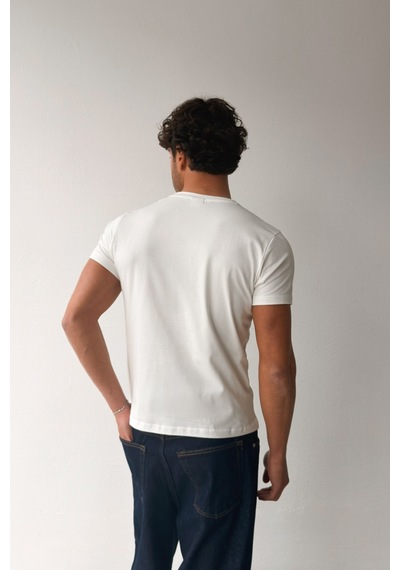 Flaw Atelıer Basic Slim Fit Ekru Tişört-29506
