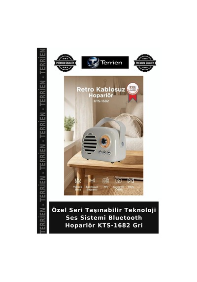 Özel Seri Taşınabilir Teknoloji Ses Sistemi Bluetooth Hoparlör Kts-1682 Gri