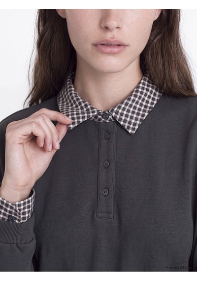 Lcw Modest Antrasit Gömlek Yaka Sweat Elbise